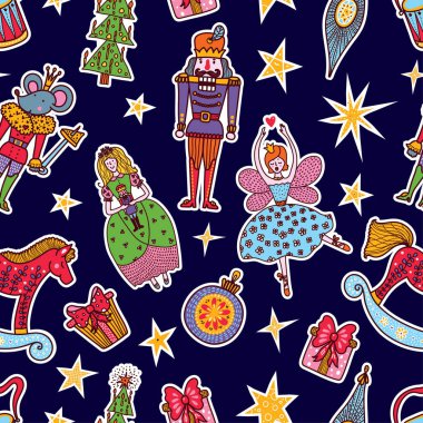 Noel vektörü kusursuz fındıkkıran deseni. Duvar kağıdı, şablon dolguları, web sayfası arka planı, yüzey dokuları için pürüzsüz desen kullanılabilir.