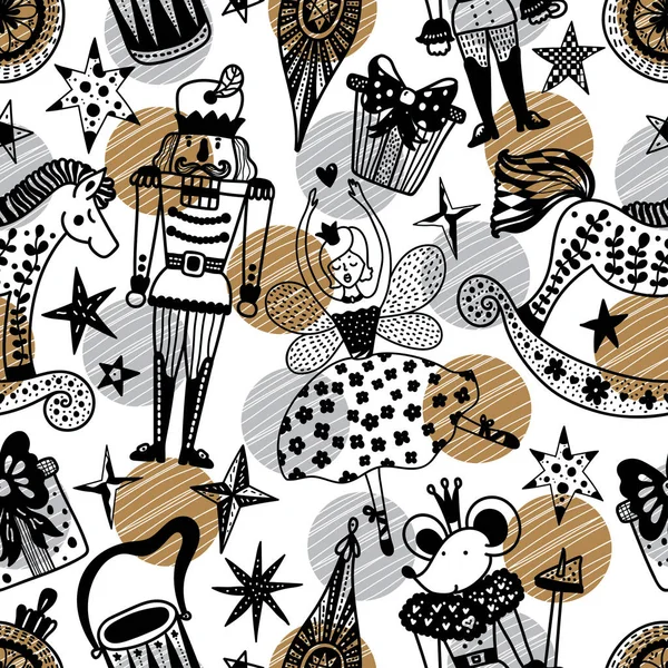 Christmas vector seamless Nutcracker pattern.  Seamless pattern can be used for wallpaper, pattern fills, web page background, surface textures.