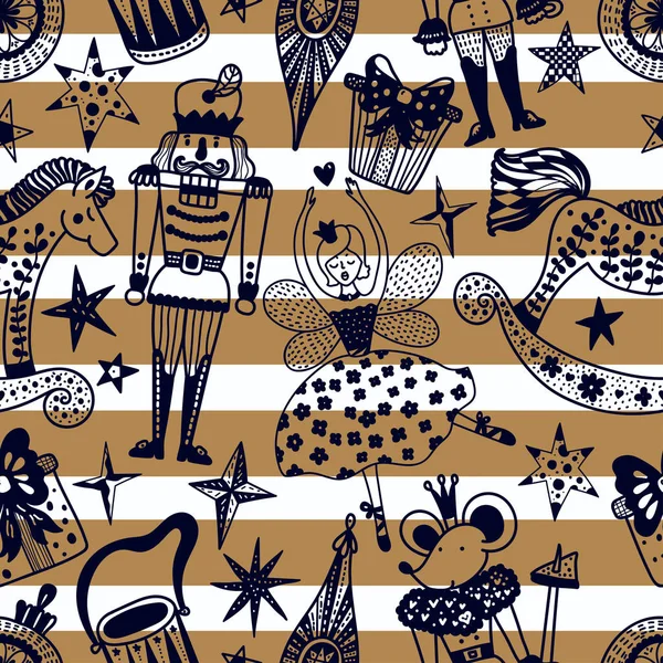 Christmas vector seamless Nutcracker pattern.  Seamless pattern can be used for wallpaper, pattern fills, web page background, surface textures.