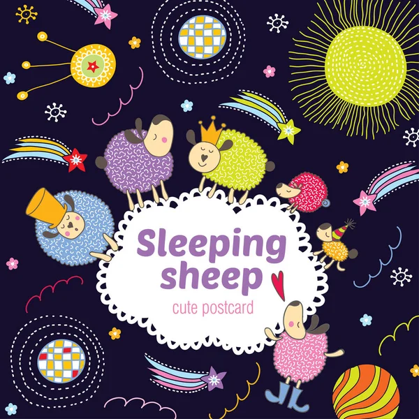 Lovely Sleepy Sheeps Naadloze Patroon Kan Worden Gebruikt Voor Behang — Stockvector
