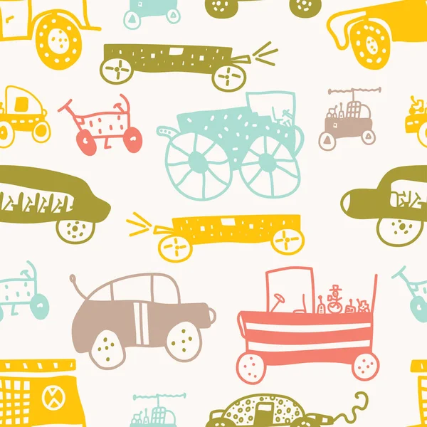 Leuk Patroon Met Auto Vectorillustratie — Stockvector