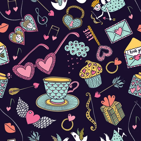 Cute Seamless Pattern Valentine Day — Stock Vector