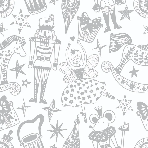 Christmas Vector Seamless Nutcracker Pattern — Stock Vector