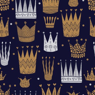 taç Dikişsiz desen vektör çizim 