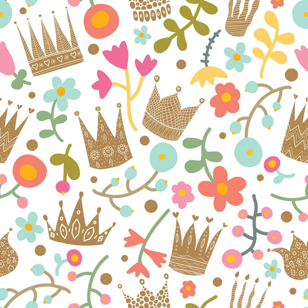 Crown Seamless Pattern Vector Illustration — Stock Vector