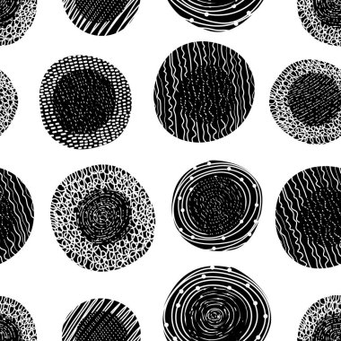 60'ların tarzında dekoratif soyut polka noktaları. Neşeli polka dot vektör seamless modeli. Tekstil, kağıt, arka plan, scrapbooking kullanılabilir.