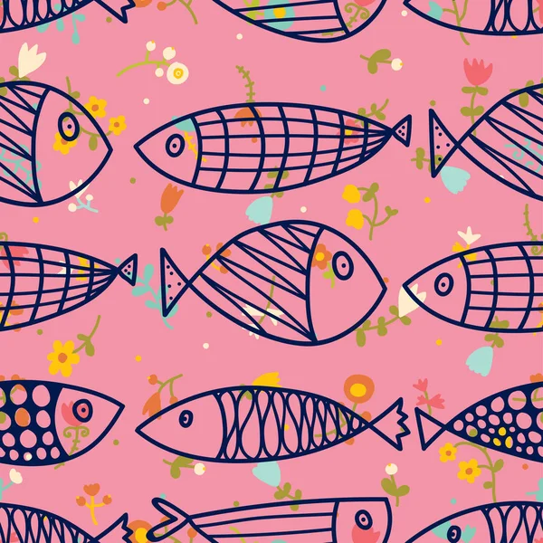 Modèle Sans Couture Vecteur Poisson — Image vectorielle