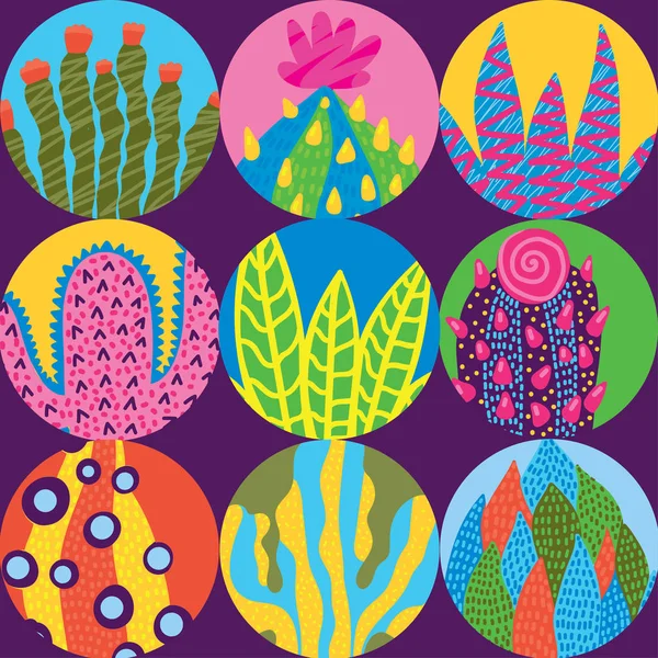 Schattig Cactus Noppen Kleurrijke Vector Naadloze Patroon Kan Worden Gebruikt — Stockvector