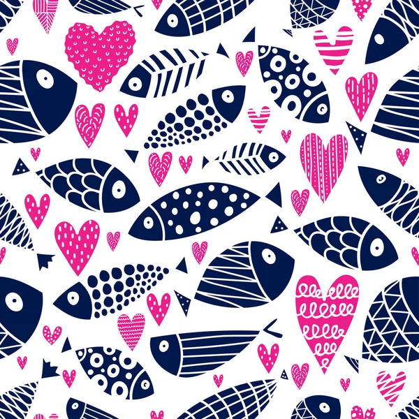 Fish Vector Seamless Pattern — Stock Vector