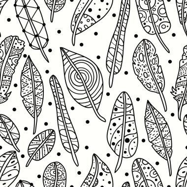 Siyah yaprakları, vektör, illüstrasyon ile Seamless Modeli