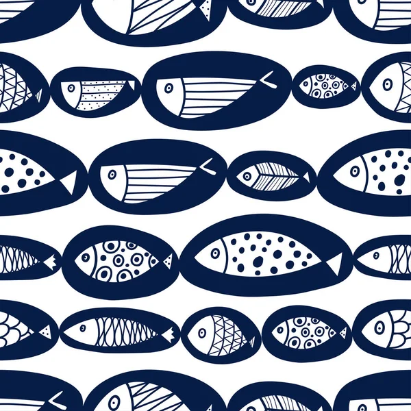 Fish Vector Seamless Pattern — Stock Vector