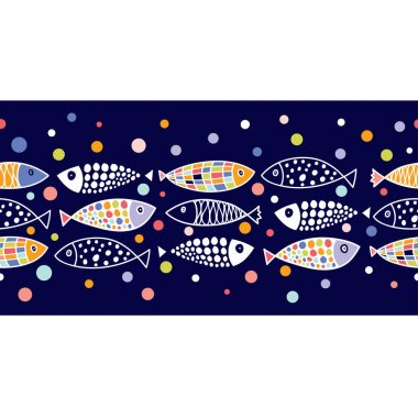 Balık Dikişsiz desen vektör çizim 