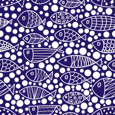 Balık Dikişsiz desen vektör çizim 