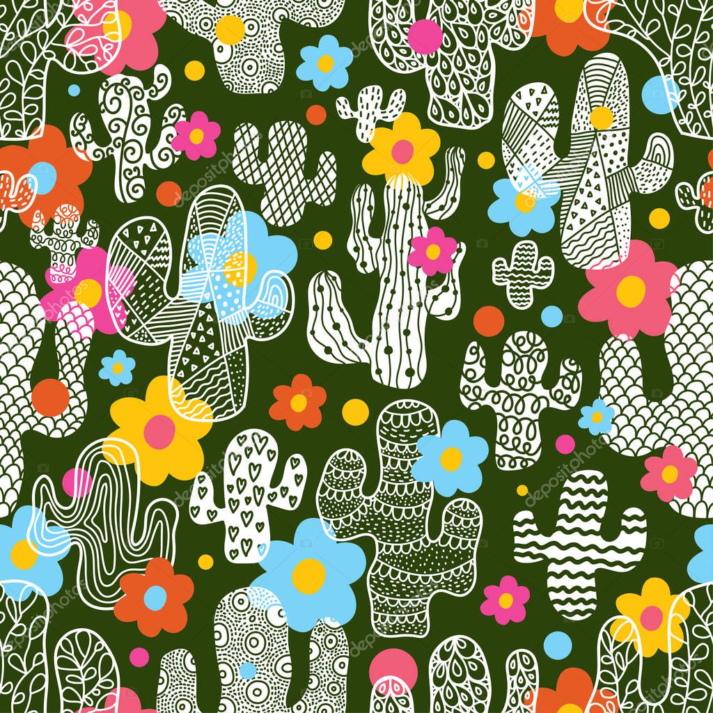 cacti seamless vector illustration 