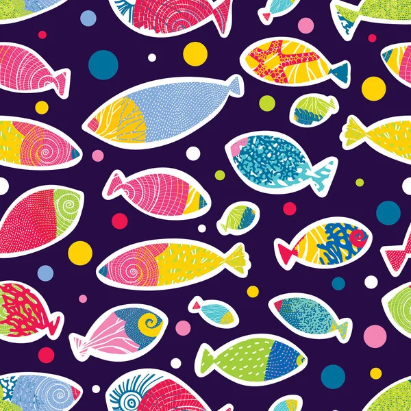 Cute Fish Vector Seamless Pattern Can Used Wallpaper Textile Invitation — Stock Vector
