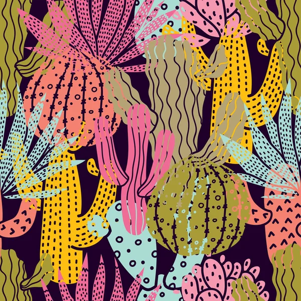 Joli Cactus Modèle Sans Couture Coloré Peut Être Utilisé Dans — Image vectorielle