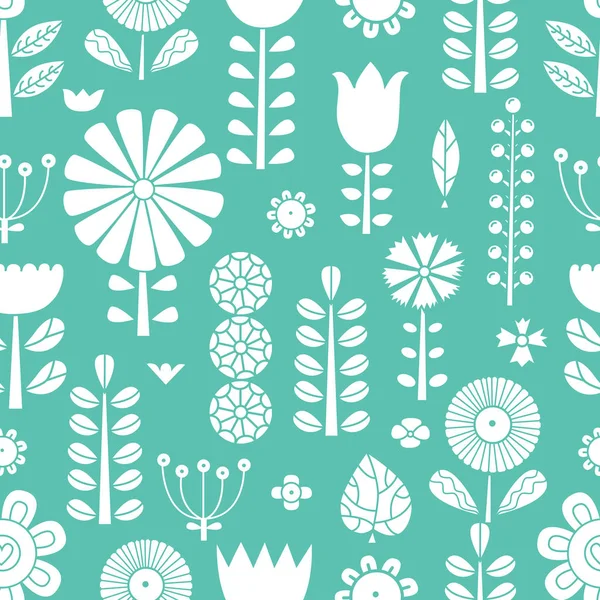 Fleurs Bleues Dans Style Scandinave Motif Été Modèle Sans Couture — Image vectorielle