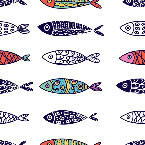 Bel Pesce Sfondo Bambini Schema Senza Soluzione Continuità Può Essere — Vettoriale Stock