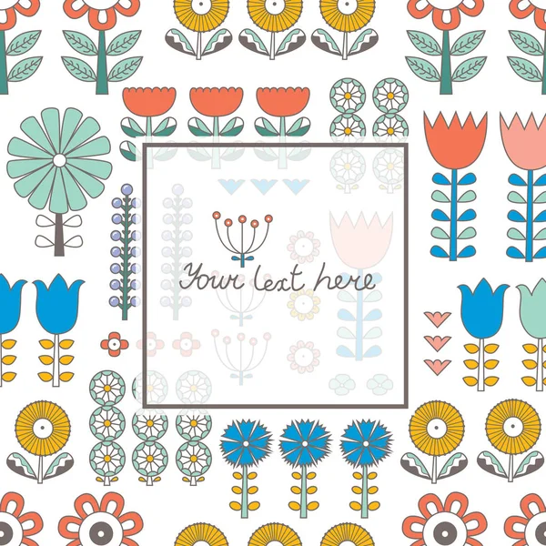 Fleurs Style Scandinave Motif Été Carte Postale Vectorielle — Image vectorielle