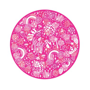 Sevimli çocuklar pembe vektör kartpostal  