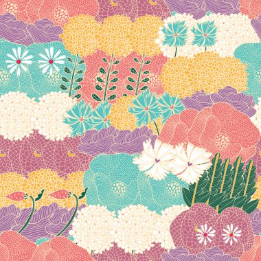 Vektör sorunsuz çiçek desen arka plan. Duvar kağıdı, desen dolgularını, web sayfası arka planlar, yüzey dokuları için seamless modeli-ebilmek var olmak kullanılmış.