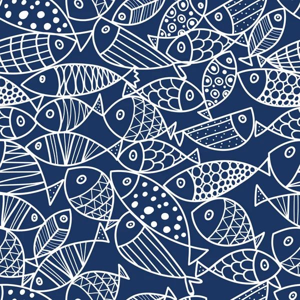 Cute Fish Kids Line Background Seamless Pattern Can Used Textile — Stock Vector