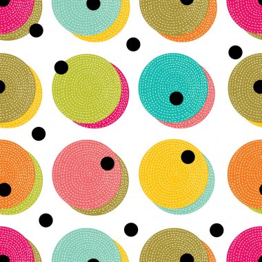 Kusursuz desen, benekli kumaş, duvar kağıdı, vektör. Neşeli polka nokta vektörsüz desen. Tekstil endüstrisinde, kağıt, arkaplanda, koleksiyon defterinde kullanılabilir.