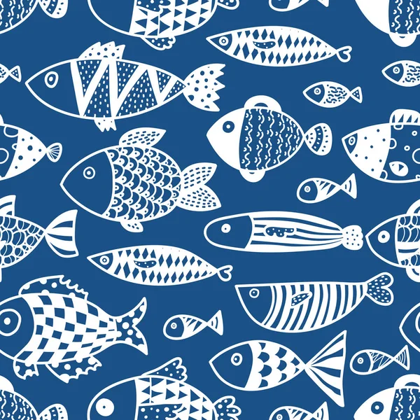 Um Padrão Vetorial Sem Emenda De Peixes Isolados No Fundo Azul. Projetado  Em Cores Azuis E Amarelas Para Impressões, Modelos, Fundos, Wraps Royalty  Free SVG, Cliparts, Vetores, e Ilustrações Stock. Image 177853954