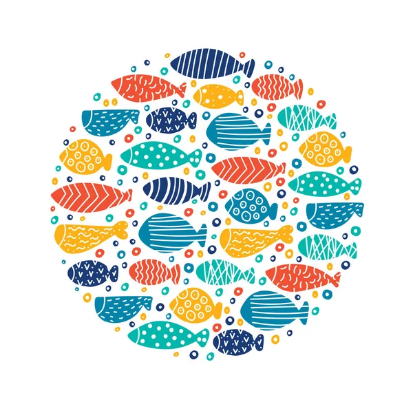 Cute Fish Card Motif Fish — Stock Vector