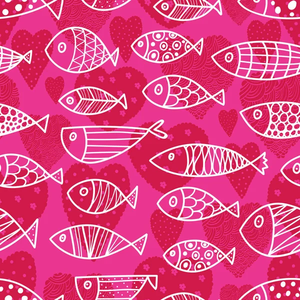 Şirin Balıklar Kalpler Çocuk Geçmişi Kusursuz Desen Tekstil Endüstrisinde Kağıt — Stok Vektör