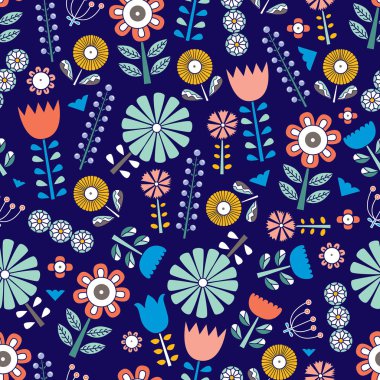 Bahar çiçeğiyle sevimli, dikişsiz desen. Klasik çiçek illüstrasyonu. Moda baskıları için şablon.