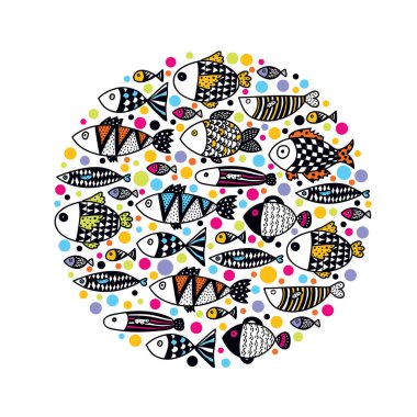 Süslü balıklı şirin bir kartpostal..