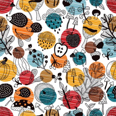 Sonbahar motifleri. Doğrusal dikişsiz desen. Duvar kağıtları boyama.