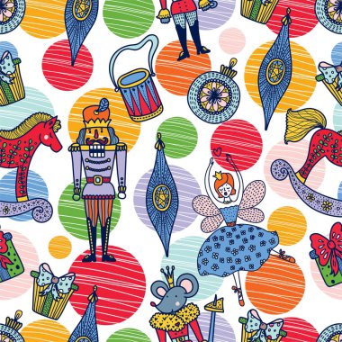 Noel çizgi vektör sorunsuz Fındıkkıran deseni. Duvar kağıdı, desen dolgularını, web sayfası arka planı, yüzey dokuları için seamless modeli-ebilmek var olmak kullanılmış.