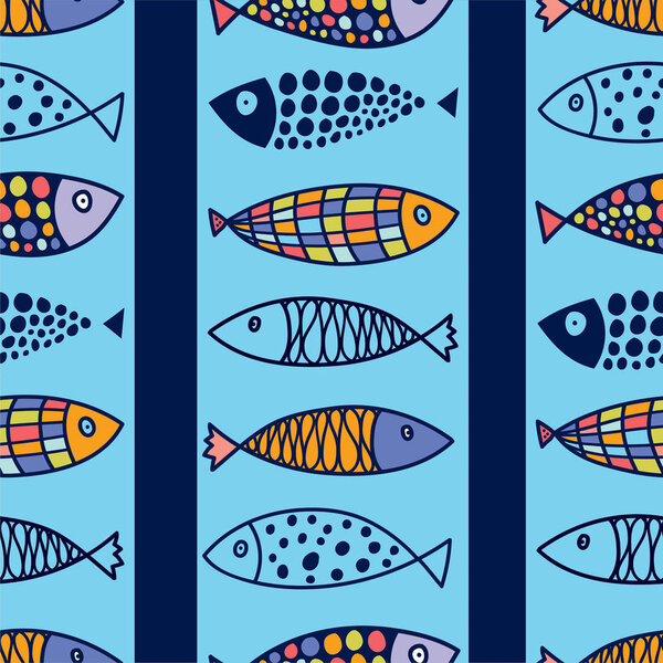 Симпатичная рыбка. Детей. Бесшовный шаблон. Может быть использован в текстильной промышленности, бумаге, фоновом изображении, скрапбукинге.