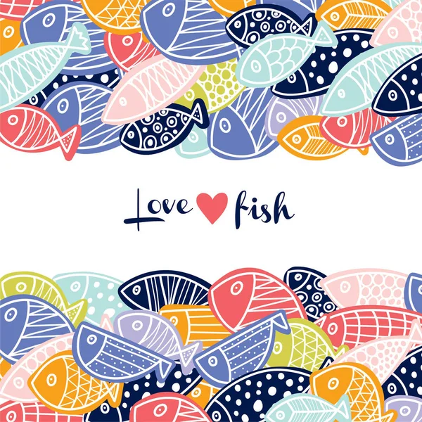 Bonita Postal Con Peces Decorativos — Vector de stock