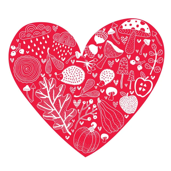 Καρδιά Του Φθινοπώρου Εικονογράφηση Διανύσματος — Διανυσματικό Αρχείο