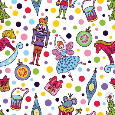 Noel çizgi vektör sorunsuz Fındıkkıran deseni. Duvar kağıdı, desen dolgularını, web sayfası arka planı, yüzey dokuları için seamless modeli-ebilmek var olmak kullanılmış.