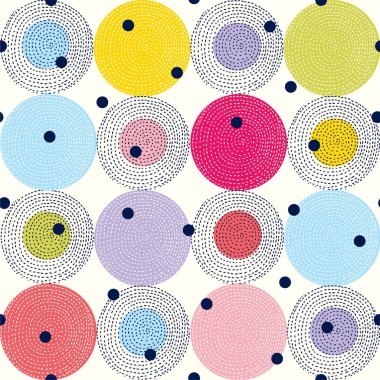 Kusursuz desen, benekli kumaş, duvar kağıdı, vektör. Neşeli polka nokta vektörsüz desen. Tekstil endüstrisinde, kağıt, arkaplanda, koleksiyon defterinde kullanılabilir.