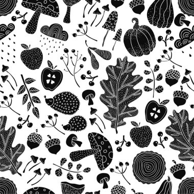 Sonbahar ve polka noktaları. Vektör dikişsiz desen.