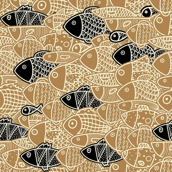 Χωρίς Ραφές Χαριτωμένο Ψάρι Θαλάσσιο Φόντο Ομαλή Μοτίβο Μπορεί Χρησιμοποιηθεί — Διανυσματικό Αρχείο