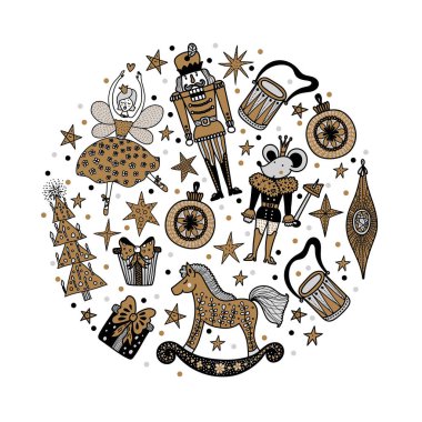 Fındıkkıran. Ayarlamak. Sihirli vektör illüstrasyon.