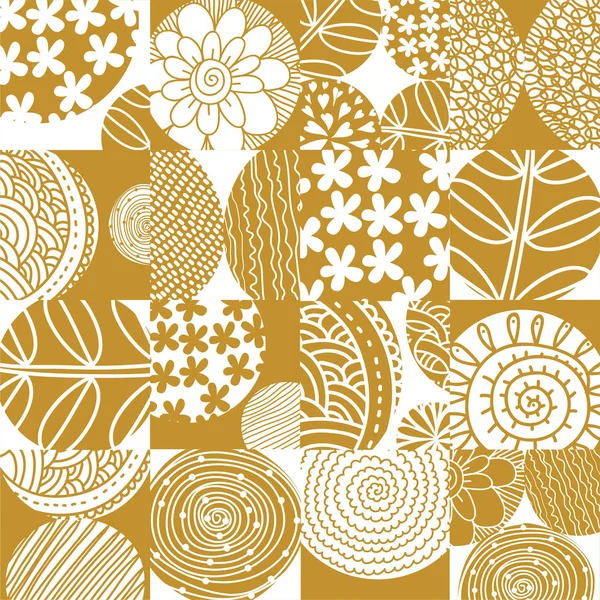Cute Gold Patchwork Seamless Pattern — Stock Vector