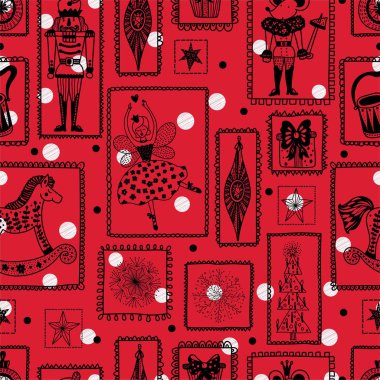 Noel vektörü kusursuz fındıkkıran deseni. Duvar kağıdı, şablon dolguları, web sayfası arka planı, yüzey dokuları için pürüzsüz desen kullanılabilir.