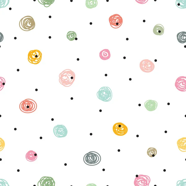 Seamless Pattern Polka Dot Fabric Wallpaper Vector Cheerful Polka Dot — Stock Vector