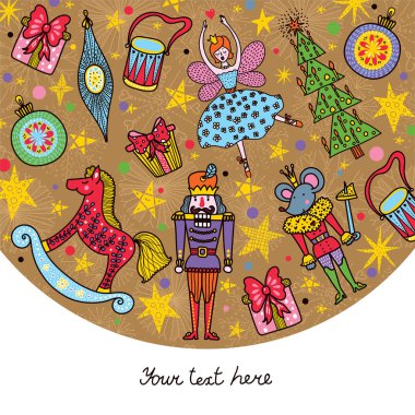 Fındıkkıran. Noel vektör kartı 