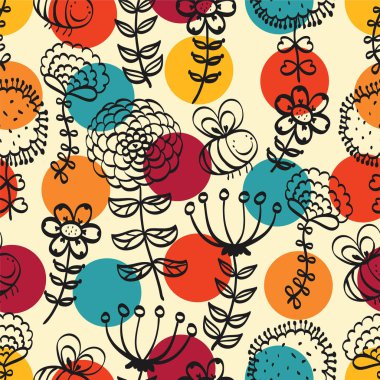 Arılar ve çiçekler. Çocuk vektörü sorunsuz desen. Tekstil endüstrisinde kullanılabilir, kağıt, arka plan, hurdacılık.