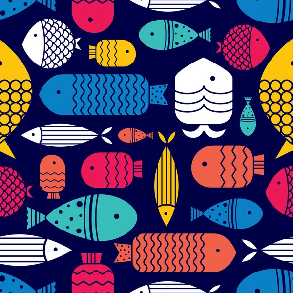 Joli Poisson Des Enfants Modèle Sans Couture Peut Être Utilisé — Image vectorielle