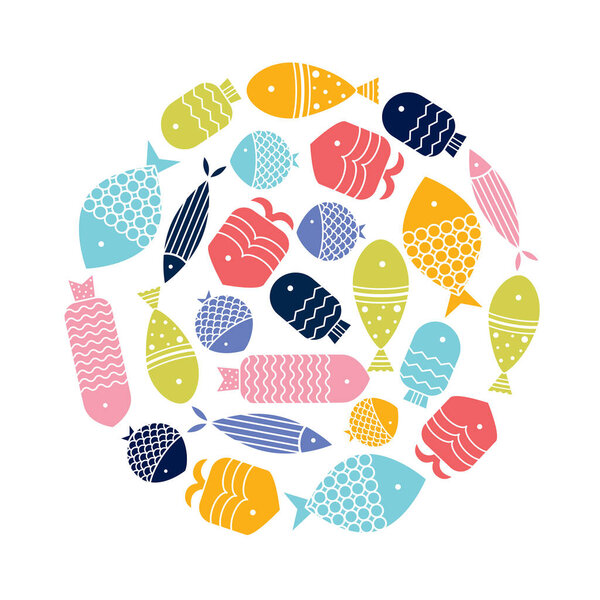 Прекрасные рыбки. Симпатичная синяя карта.