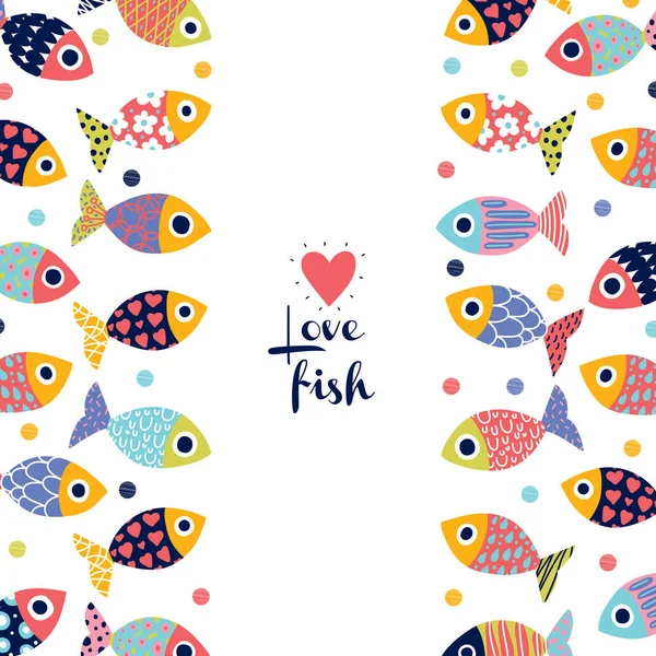 Χαριτωμένο Διακοσμητικό Διάνυσμα Κάρτα Ψάρια — Διανυσματικό Αρχείο